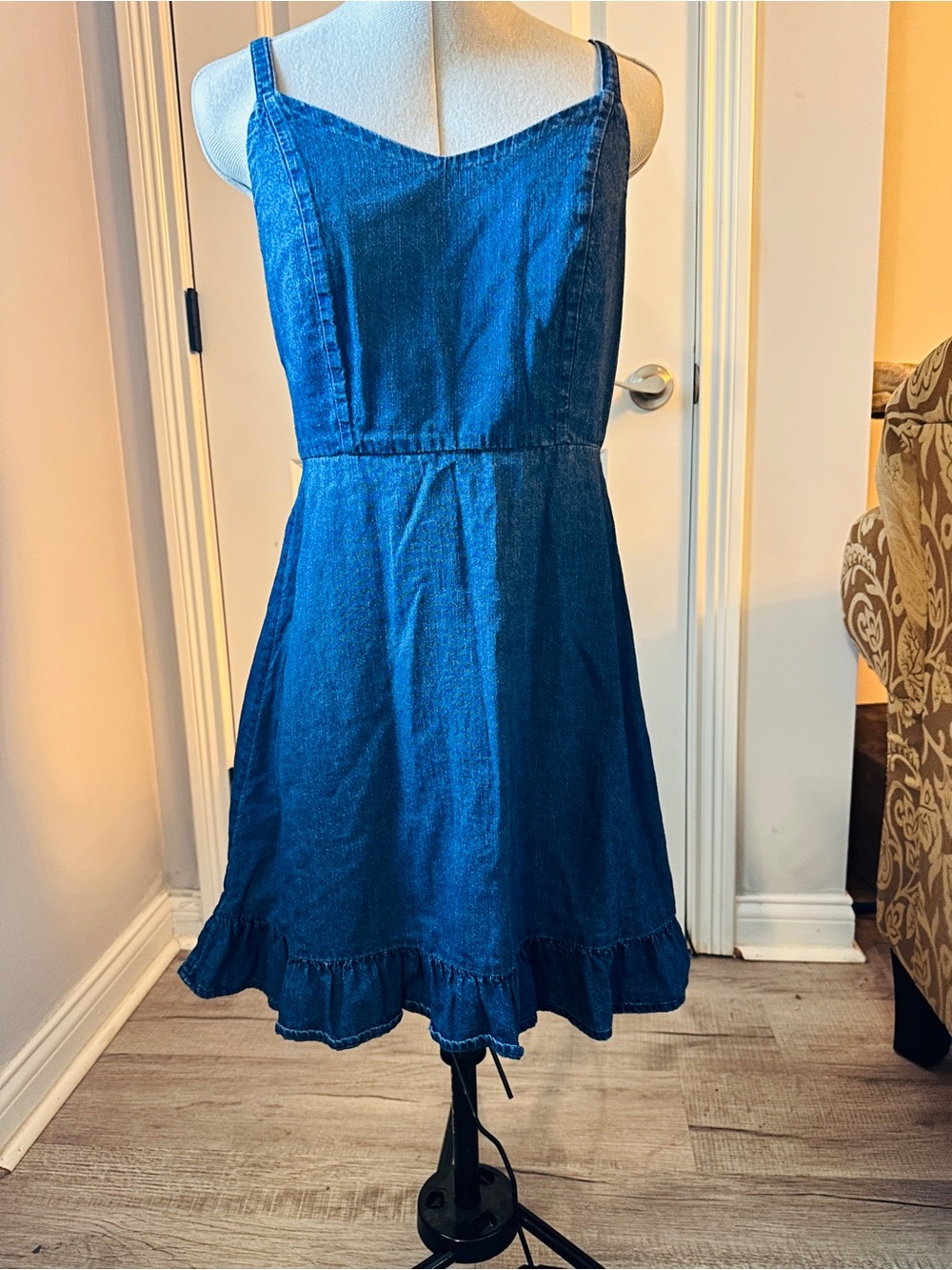 Old Navy Blue Denim Sundress with Smocked Back